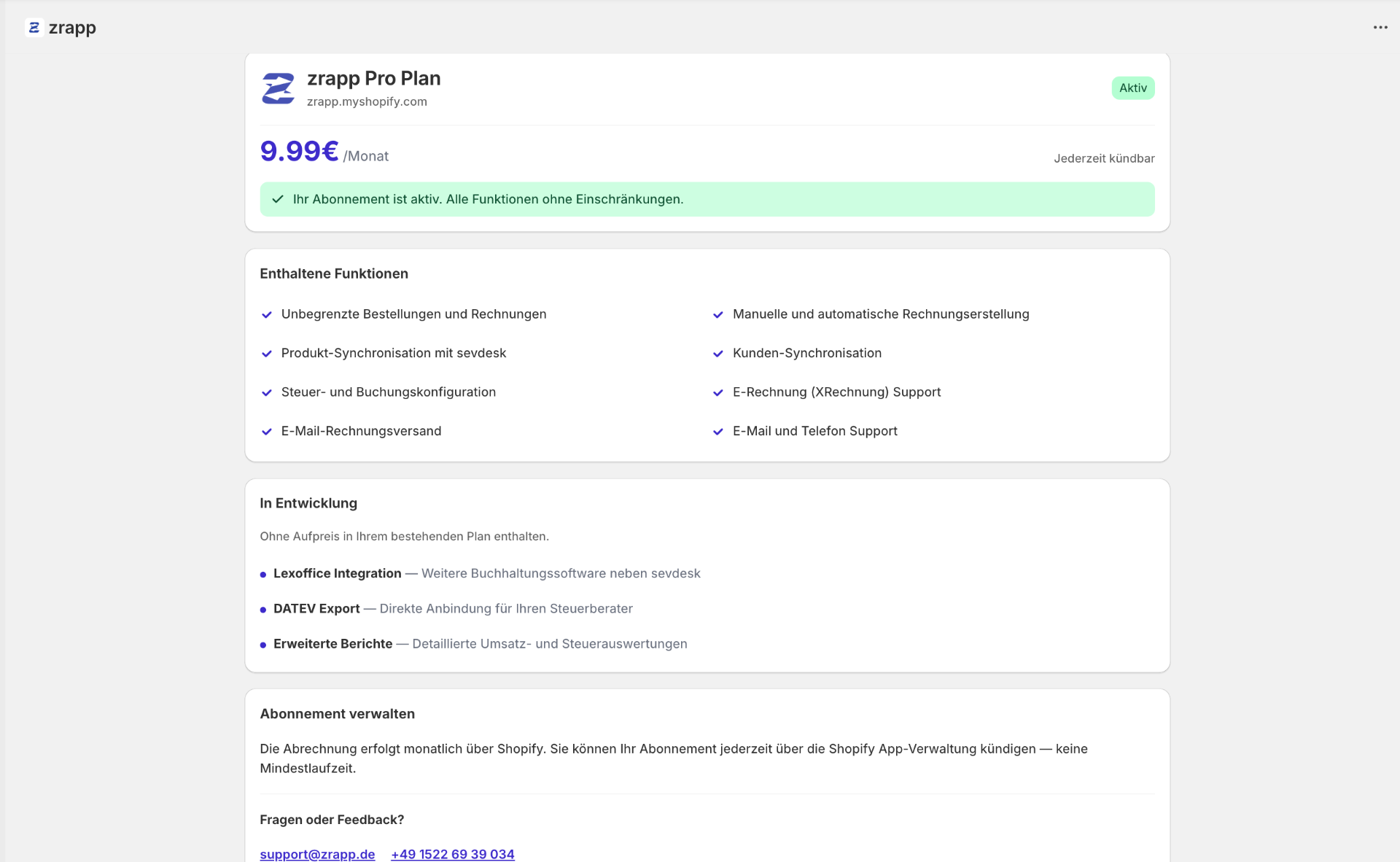 Kostenübersicht